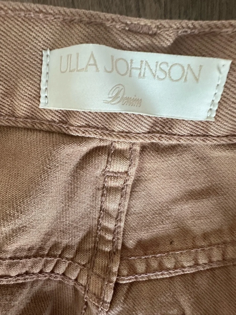 Ulla Johnson Metallic Tan Straight-Leg Jeans - Picture 7 of 9
